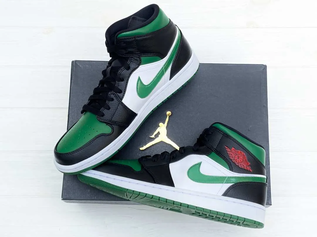 Мужские кроссовки Jordan 1 Mid Green Toe
